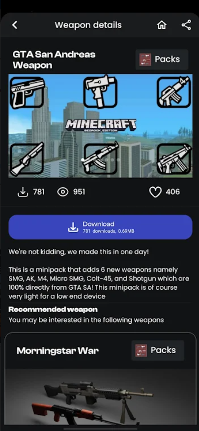 ҵǹеģϰļMinecraft Weaponsv1.45 °ͼ1