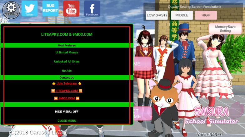 SAKURA SchoolSimulatorӣУ԰ģmod˵İv1.043.01 °ͼ0