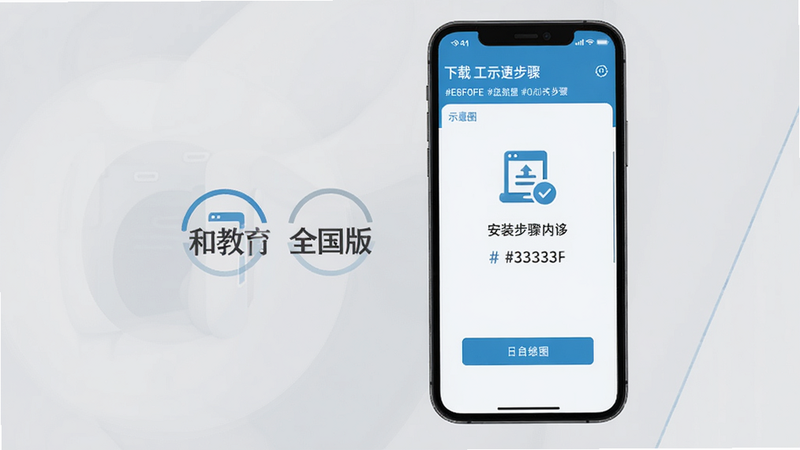 �ͽ���ȫ���氲װ����ʾ��ͼ���ֻ���Ļ��ʾ���ؽ��棬��ɫ������#E8F0FE, #FFFFFF, #333333