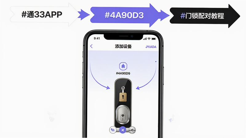 ͨͨAPP��װ��������Խ̳�ʾ��ͼ��չʾ�ֻ���Ļ�����豸���棬����Ϊ�ֻ���ͼ������Ϊ����ɫ���Ϸ��в���ָʾ��ͷ����ɫ������#FFFFFF, #4A90D9, #333333