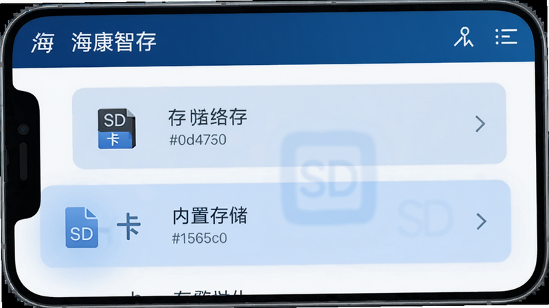 �����Ǵ� �洢·�����ý��� �ֻ���ͼ չʾSD�������ô洢ѡ�� ��ɫ������������ #0d47a1 #1565c0 #e3f2fd