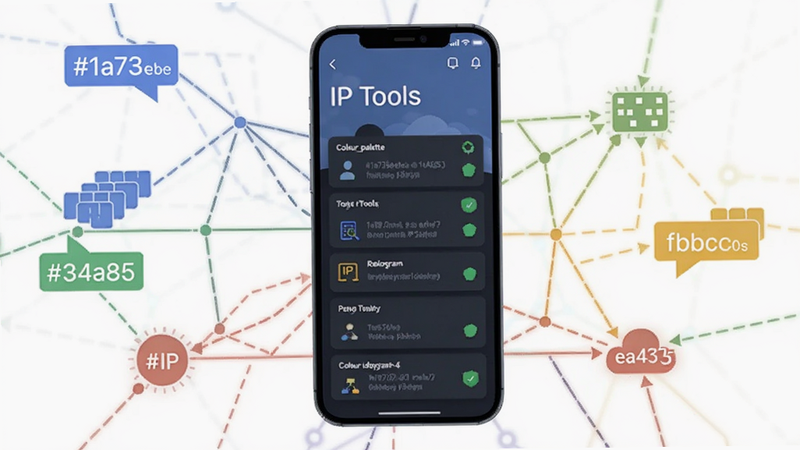 ������������ȫò���������IP Tools����������Ϊһ���ֻ���Ļ��ʾIP Tools�����棬����Ϊ��������������colour_palette: #1a73e8, #34a853, #fbbc04, #ea4335, ����ideogram-4ģ������.