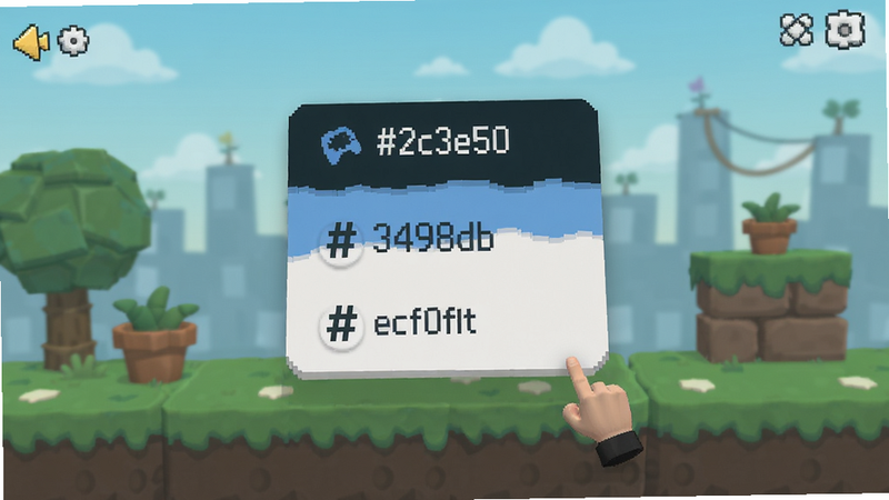 �����˵���Ϸ����Ӧ��Ч��ͼ��ɫ�ʴ��� #2c3e50 #3498db #ecf0f1