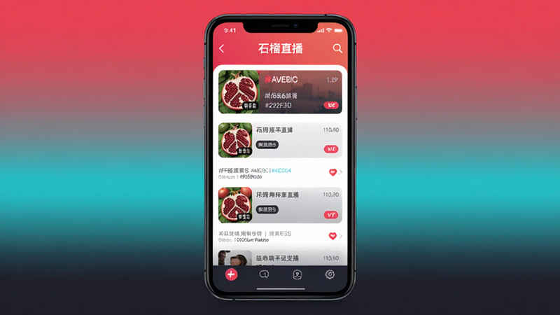 ʯ��ֱ�� app����չʾ���ֻ���Ļ��ʾֱ���б���ɫ�����ޣ��������䣬���꣺������У��������ϵ��½��䣬colour_palette: #FF6B6B, #4ECDC4, #292F36