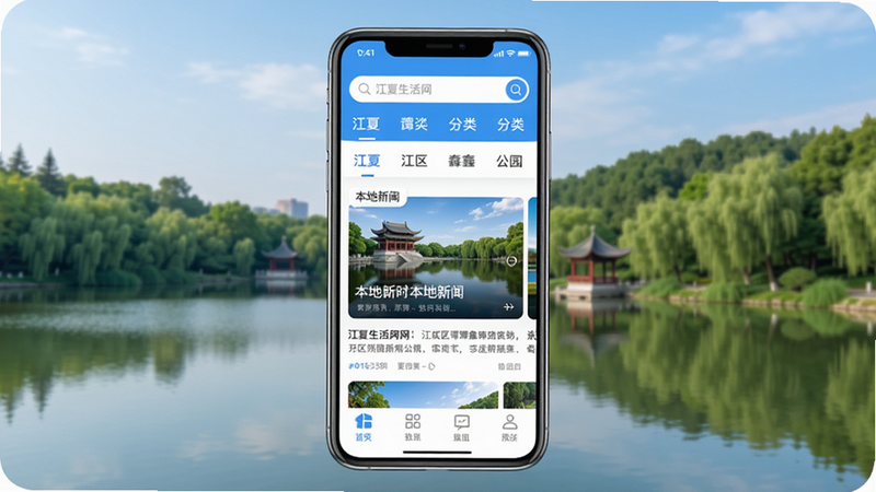 ����������APP����Ԥ��ͼ����������չʾ�ֻ���Ļ�ϵ���ҳ���棬�Ϸ�Ϊ�������ͷ��ർ�����в�Ϊ���������ֲ�ͼ���ײ�Ϊ���ܲ˵�������Ϊ������̷���๫԰�ĺ���������������ɫ������ɫ(#1a73e8)�Ͱ�ɫ(#ffffff)Ϊ��������ǳ��ɫ(#f5f5f5)������ͻ����ˬ���ɿ���������Χ��