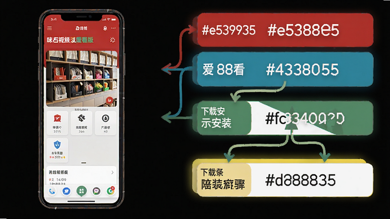 �乾��Ƶ���������ذ�װ����ʾ��ͼ�����Ϊ�ֻ����棬�Ҳ�Ϊ������ʾ����ɫ������#e53935 #1e88e5 #43a047 #fdd835 #ffffff
