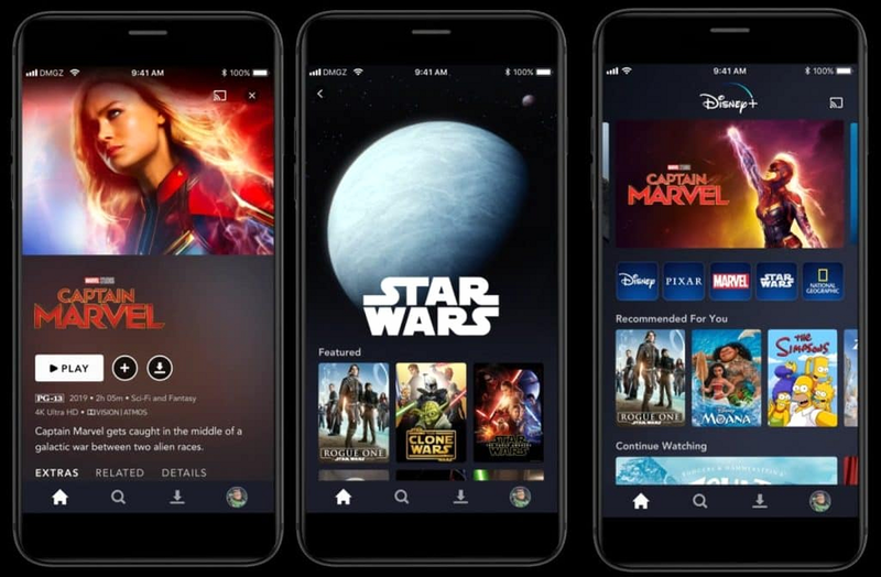 Disney+ app interface features